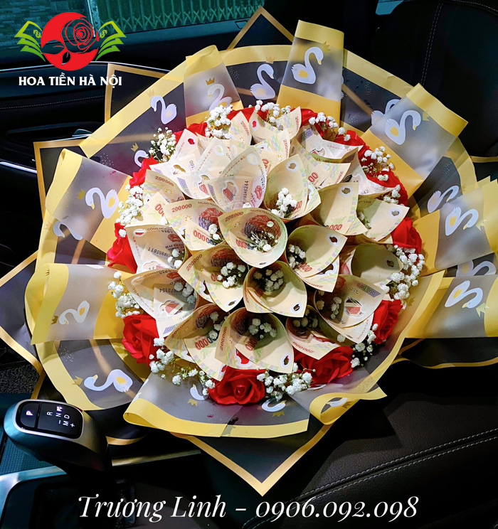 bó hoa bằng tiền 200k