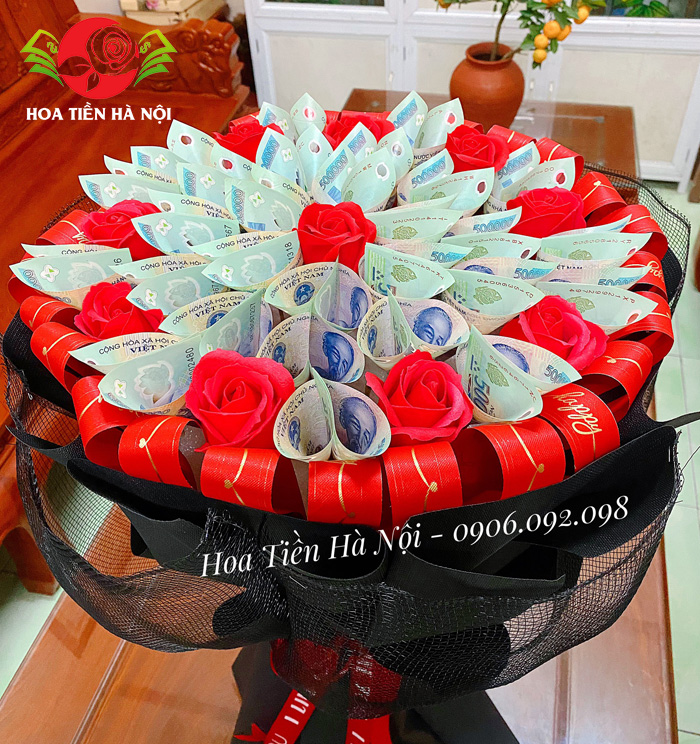 bó hoa bằng tiền 500k