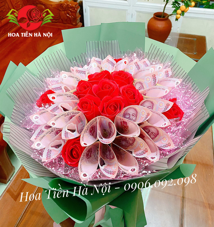 bó hoa bằng tiền 50k
