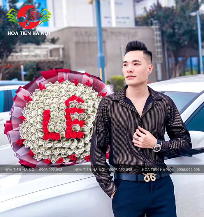 bó hoa tiền 2 đô la 100 tờ