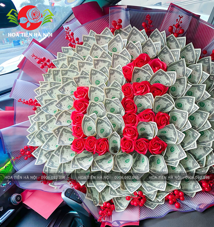 bó hoa bằng tiền 2 đô la