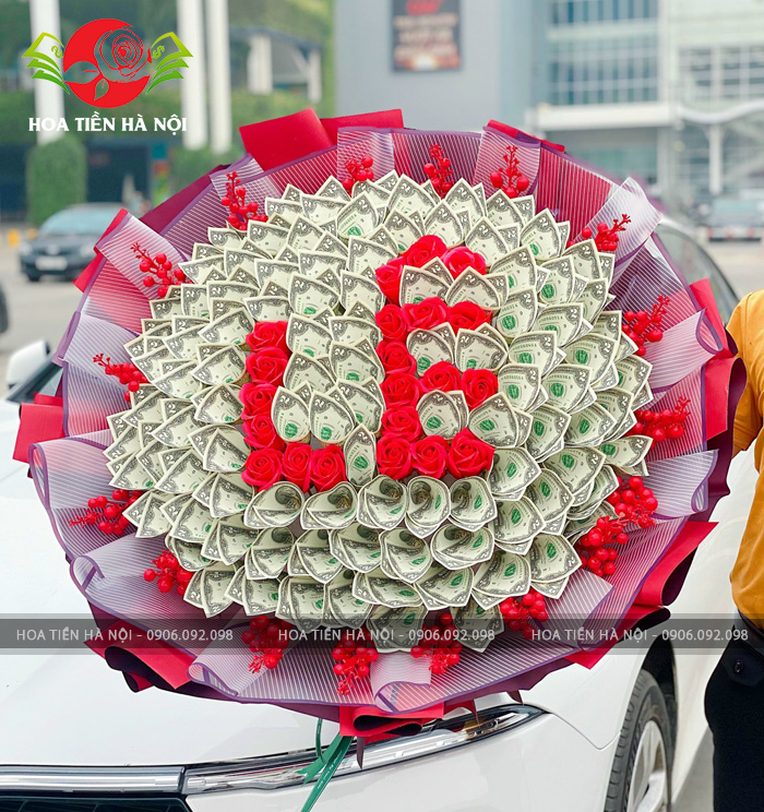 bó hoa bằng tiền 2 đô la