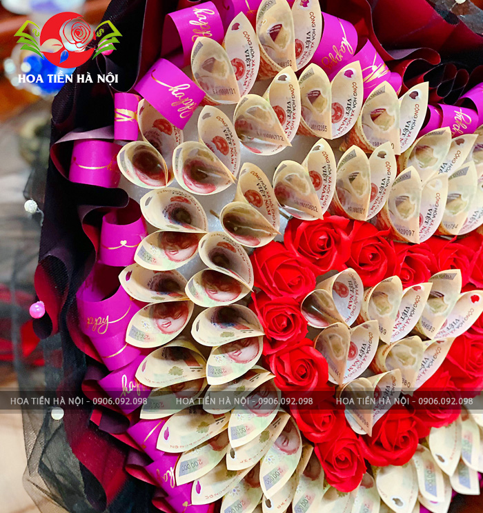 bó hoa bằng tiền 200k