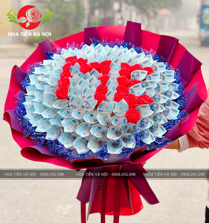 bó hoa bằng tiền 20k chữ mẹ