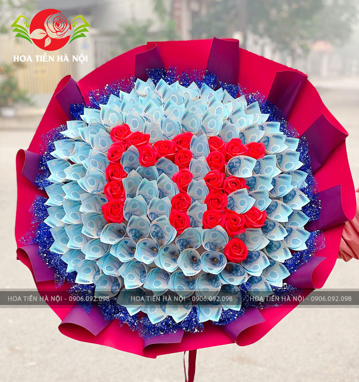 bó hoa bằng tiền 20k chữ mẹ