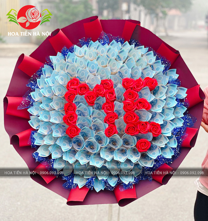 bó hoa bằng tiền 20k chữ mẹ