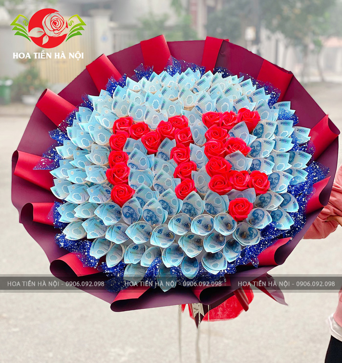 bó hoa bằng tiền 20k chữ mẹ