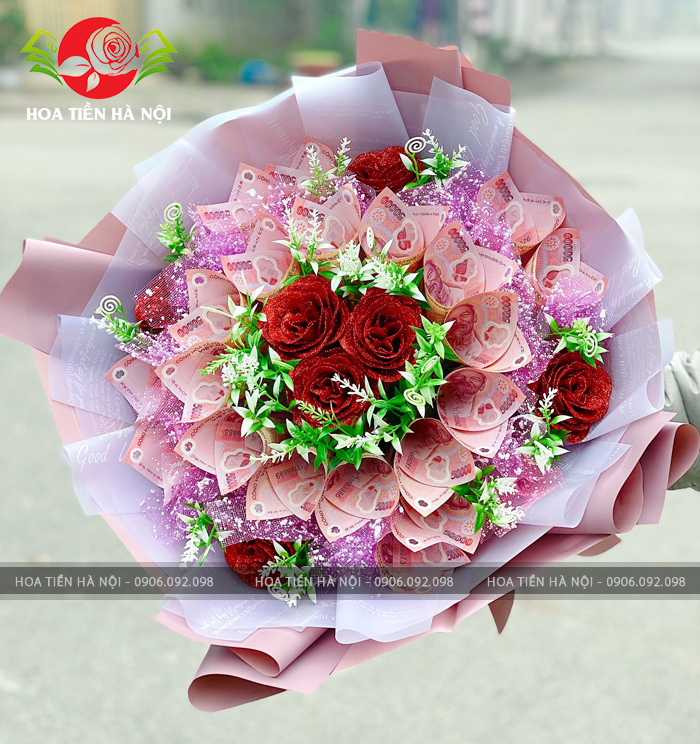 bó hoa bằng tiền 50k