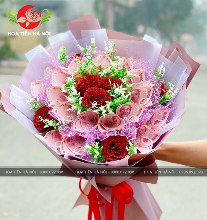 bó hoa bằng tiền 50k