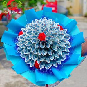 Bó hoa tiền 5k tone xanh lấp lánh