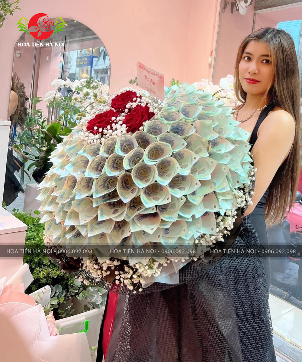 bó hoa tiền 500k ngọc trai đen