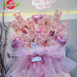 Lẵng hoa tiền 50k màu hồng siêu đẹp