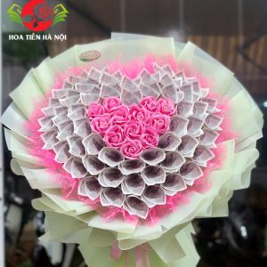 Bó hoa tiền 2k trái tim