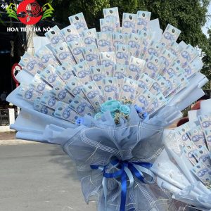 Bó hoa tiền 20k dáng đứng tone xanh