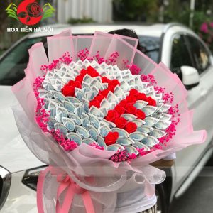Bó hoa tiền 5k chữ MẸ tone hồng