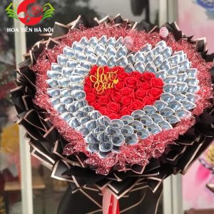 Bó hoa tiền 5k trái tim đen