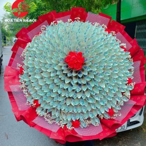 Bó hoa tiền 100 Triệu tone đỏ SVIP