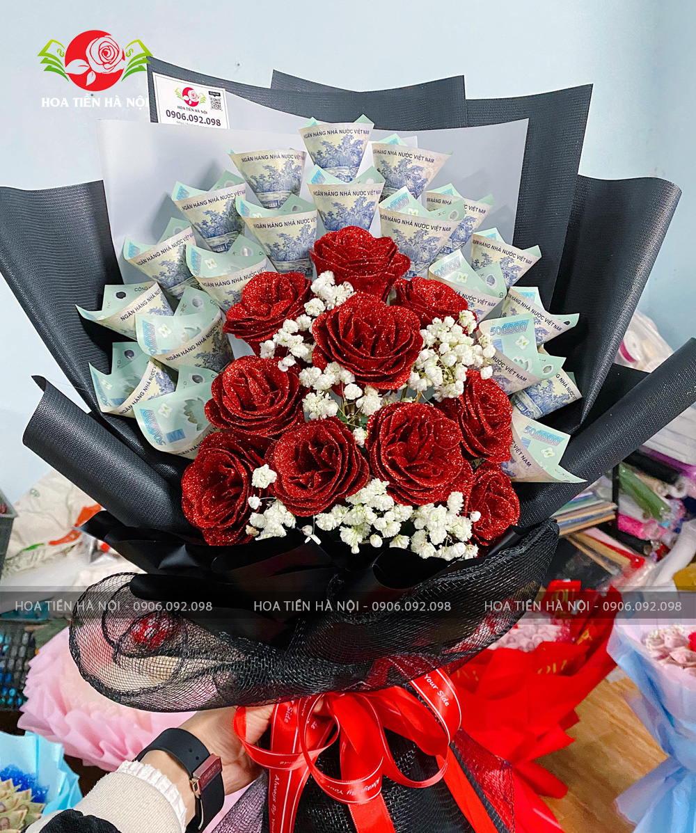 bó hoa tiền 500k yêu em rất nhiều
