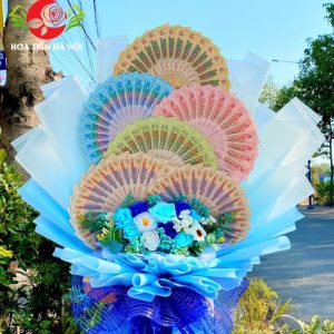 Bó hoa tiền xòe quạt các mệnh giá