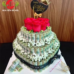 Bánh sinh nhật bằng tiền 100k 3 tầng size king