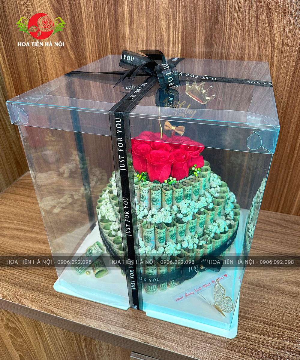 bánh sinh nhật bằng tiền 100k 3 tầng size king