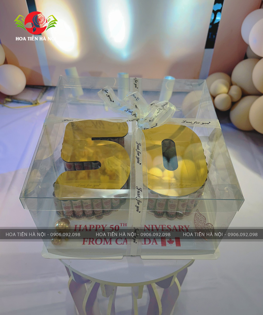 Bánh sinh nhật bằng tiền 200k số 50 Gold