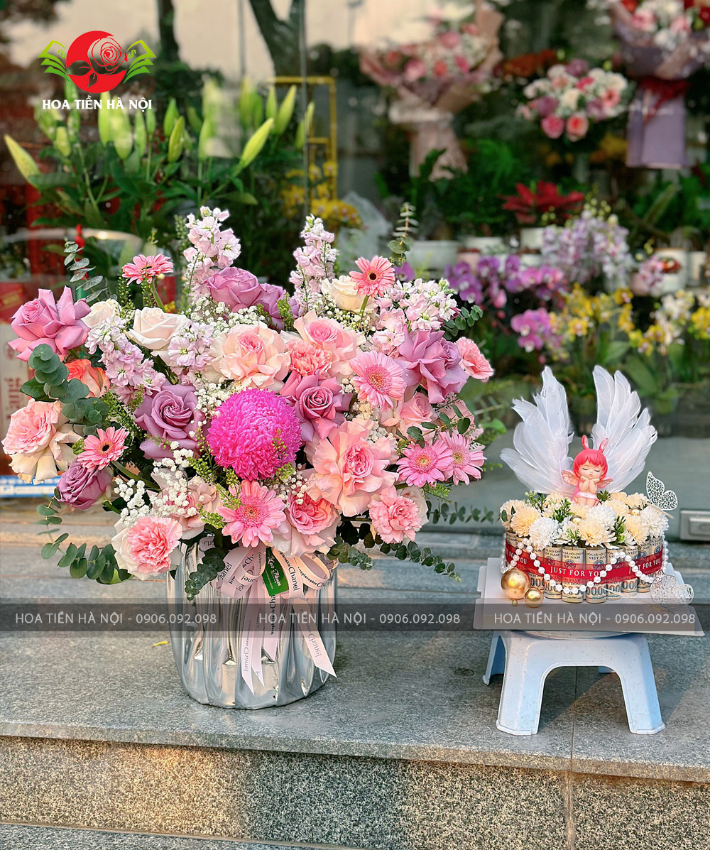 bánh sinh nhật bằng tiền 500k tiểu thiên thần