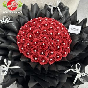 Bó hoa hồng đỏ đun ngọc trai size lớn