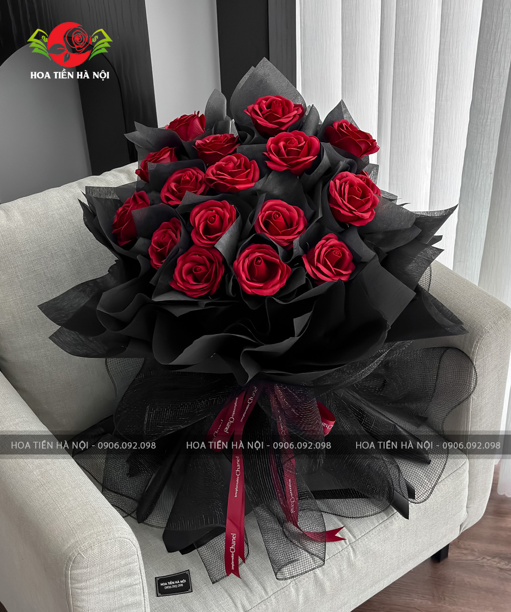 Bó hoa hồng dun 7 lớp thiết kế