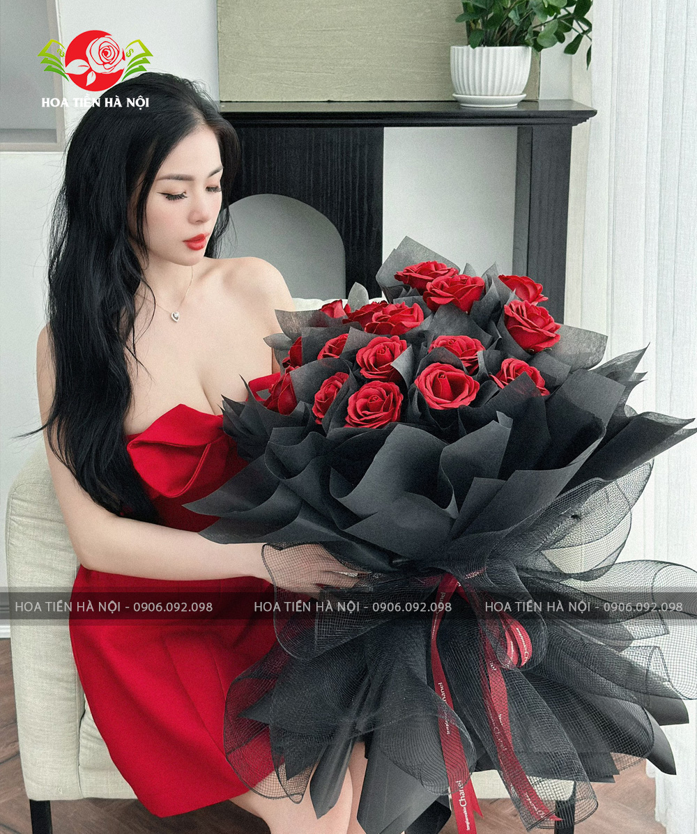 Bó hoa hồng dun 7 lớp thiết kế