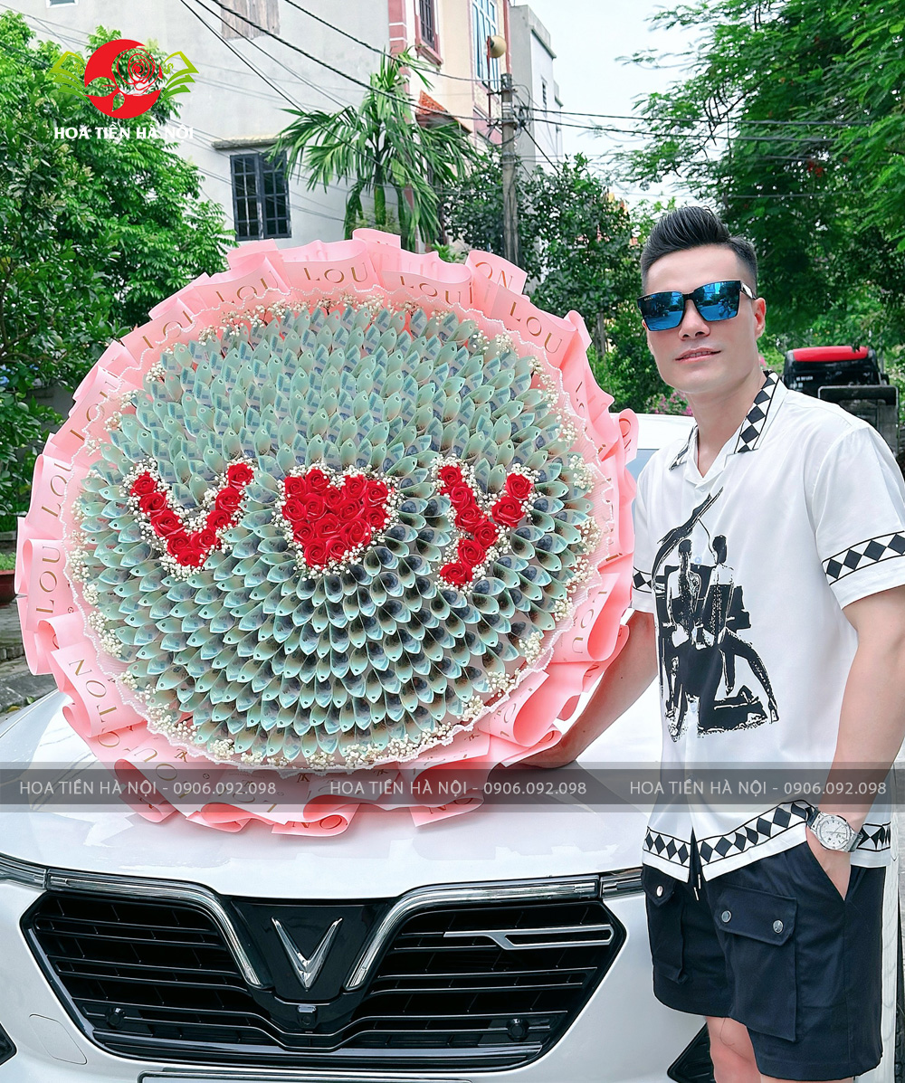 Bó hoa tiền 100 Triệu LV tone hồng