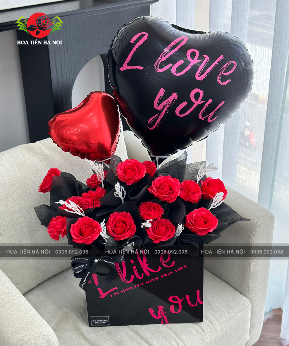 Giỏ hoa bóng bay i love you