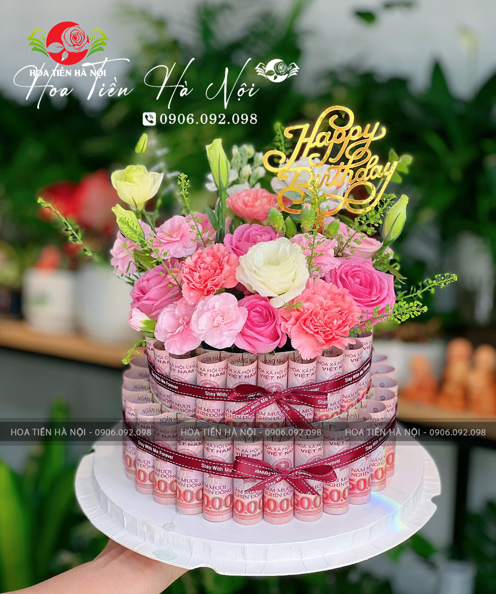 Bánh sinh nhật bằng tiền 50k dễ thương