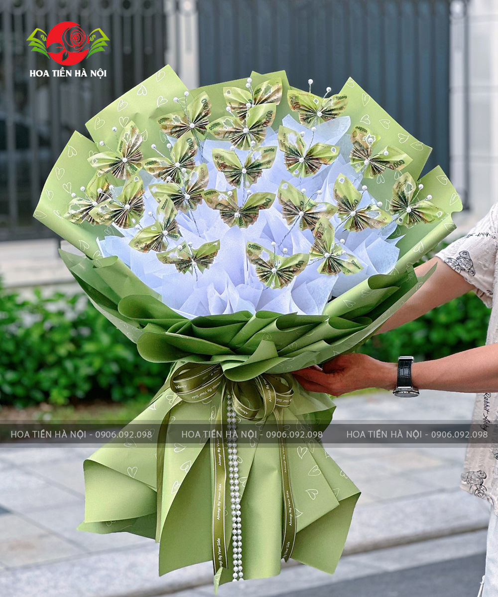 Bó hoa bướm làm bằng tiền 100k