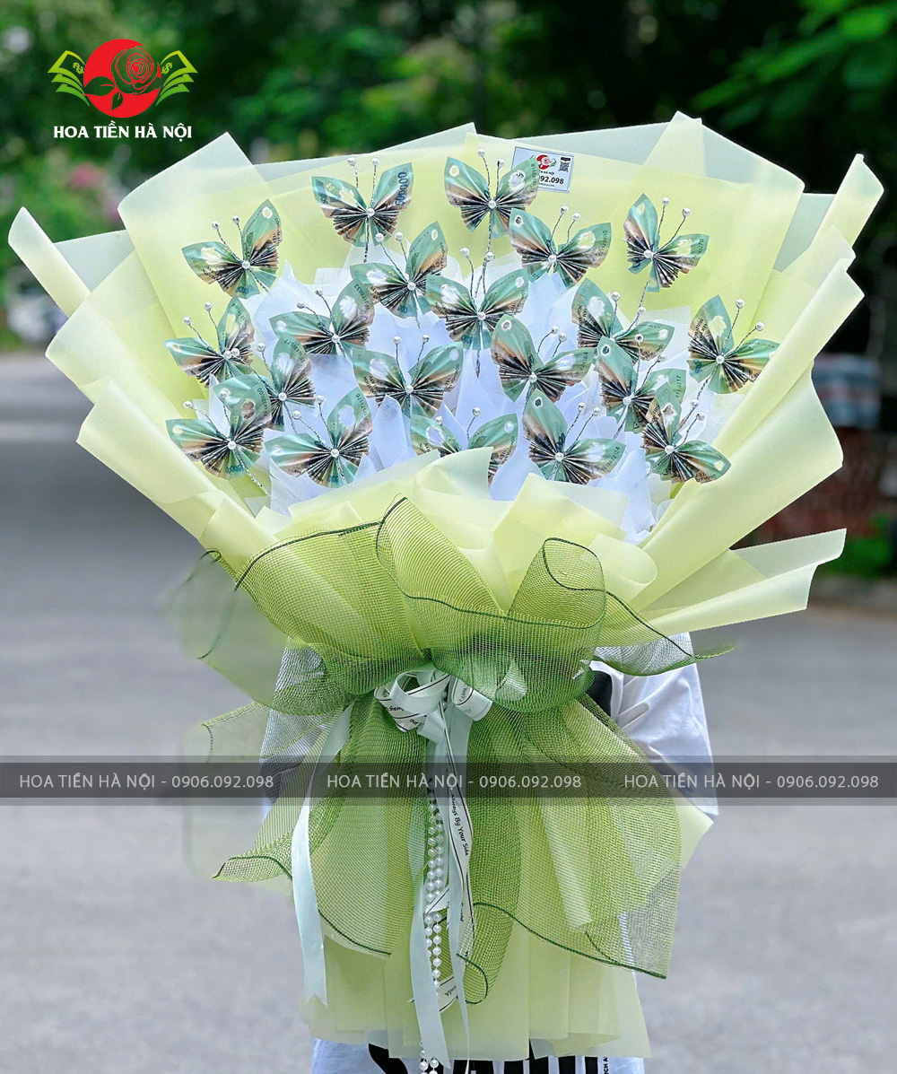 Bó hoa bướm làm bằng tiền 500k