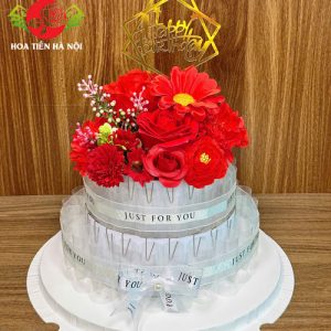 Cốt bánh sinh nhật đút tiền tone đỏ