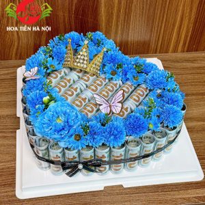 Khuông bánh sinh nhật trái tim xanh lam