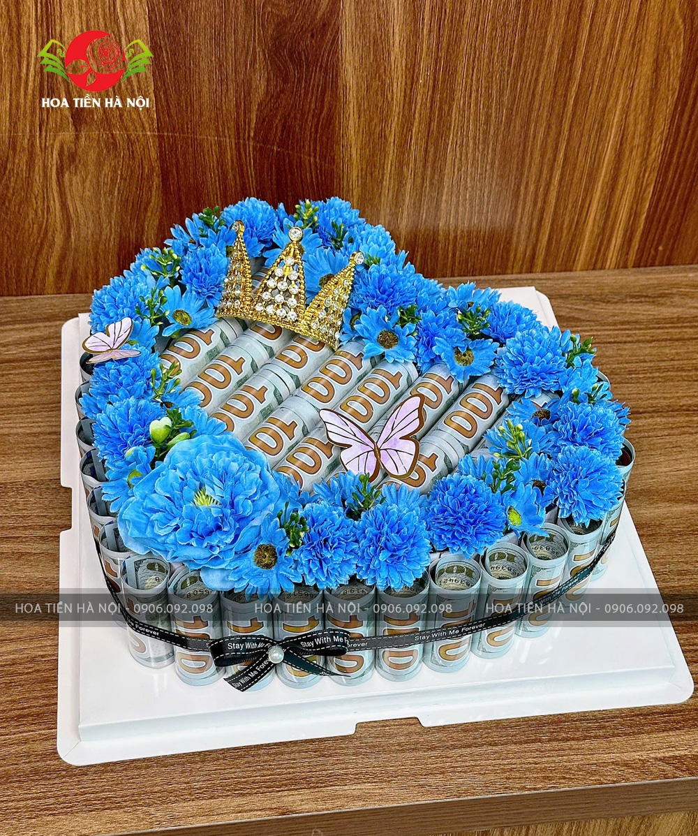 Khuông bánh sinh nhật trái tim xanh lam