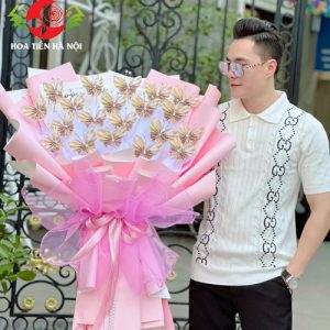 Bó hoa bướm tiền 200k tone hồng