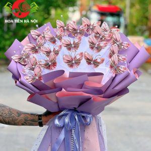 Bó hoa bướm 50k tone tím hồng