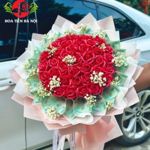 Bó hoa tiền 500k mix hoa hồng đỏ