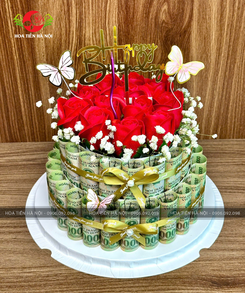 Bánh sinh nhật bằng tiền 100k (có rút tiền)