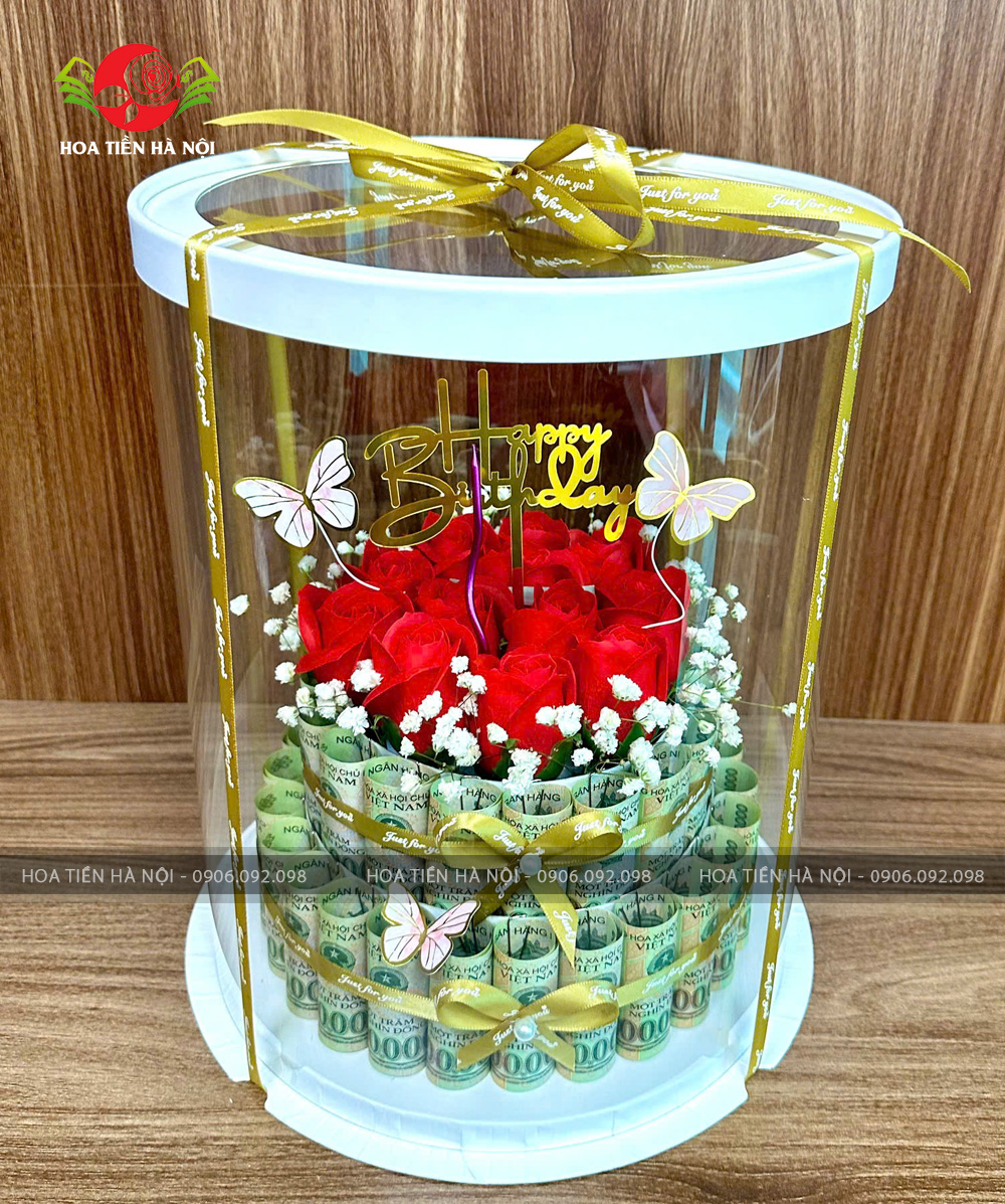 Bánh sinh nhật bằng tiền 100k (có rút tiền)