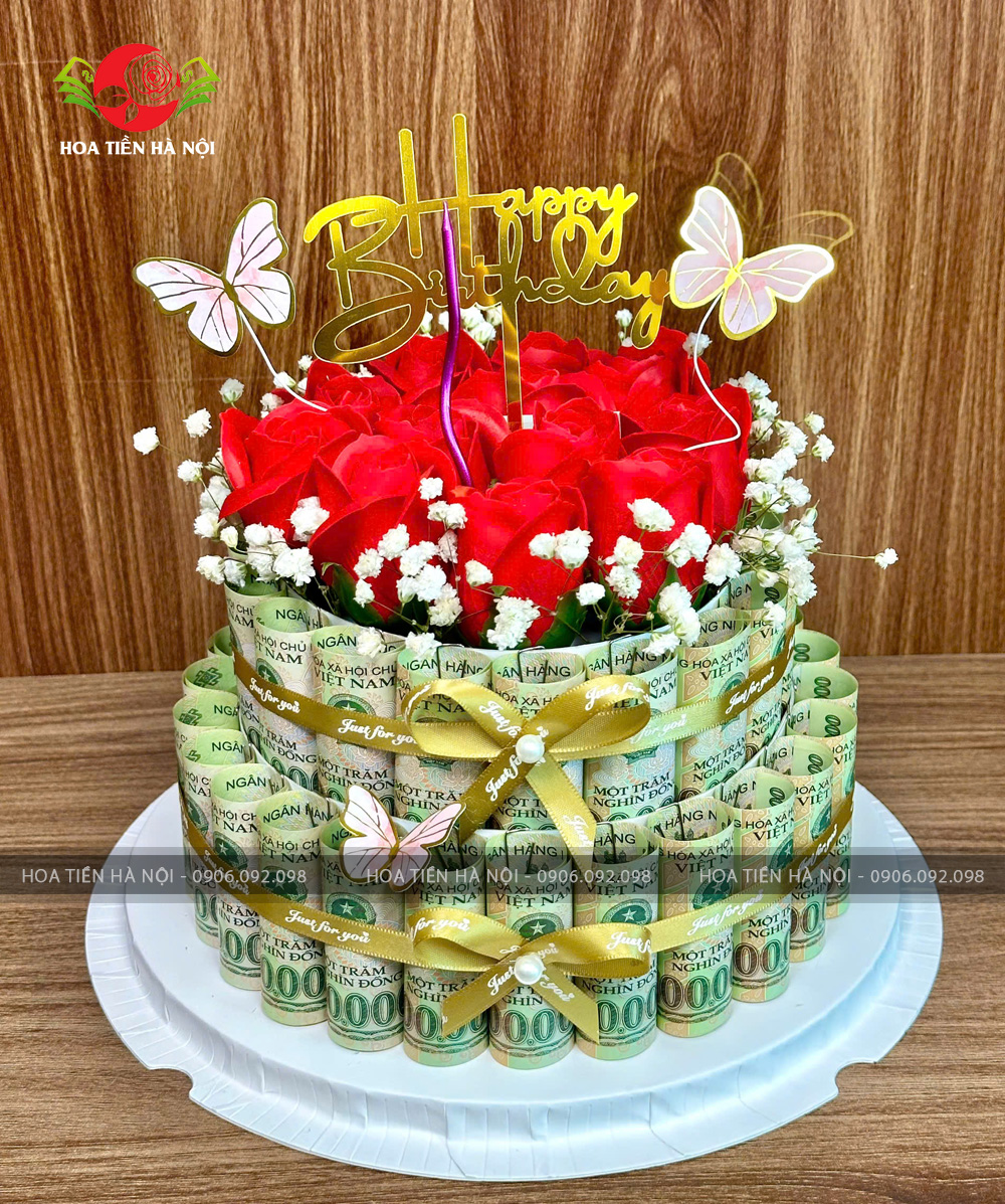 Bánh sinh nhật bằng tiền 100k (có rút tiền)