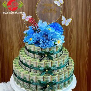 Bánh sinh nhật bằng tiền 100k xanh cho nam