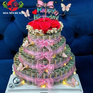 Bánh sinh nhật bằng tiền 50 triệu 4 tầng