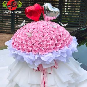Bó hoa hồng sáp cao cấp 220 bông (Tone hồng)