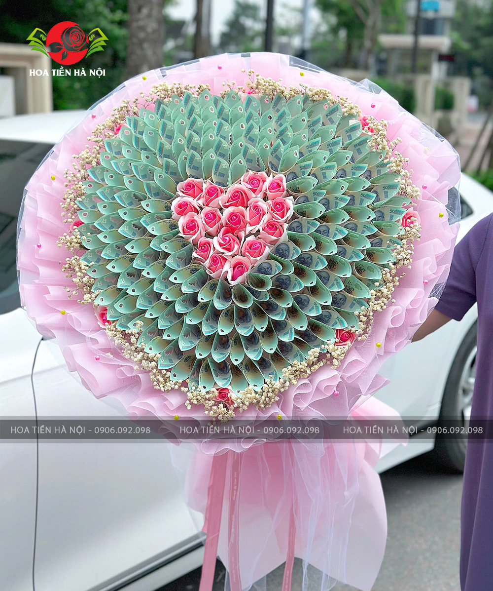 Bó hoa tiền 500k (Trái tim thiên nga)