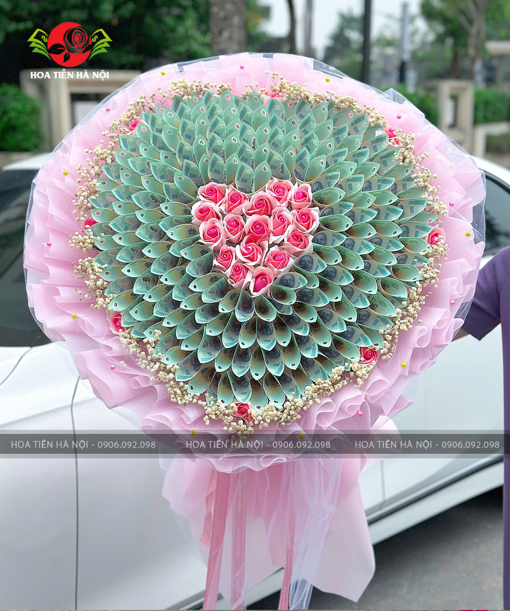 Bó hoa tiền 500k (Trái tim thiên nga)