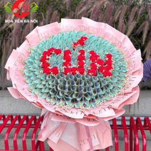Bó hoa tiền 500k xếp chữ CÚN